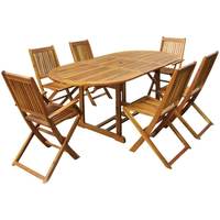 Charles Bentley FSC Acacia Hardwood Furniture Set with Extendable Table & 6 Chairs