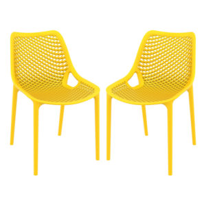 Aultas Outdoor Yellow Stacking Dining Chairs In Pair