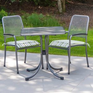 Prats Outdoor Square Bistro Table With 2 Armchairs In Charcoal