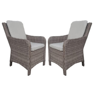 Abobo High Back Fine Grey Fabric Dining Chair In Pair