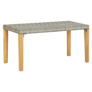 Naomi Grey Poly Rattan Garden Seating Bench With Wooden Legs