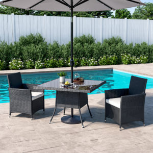105cm Round/ Square Coffee Table Bistro Outdoor Garden Patio Tables & Parasol Hole