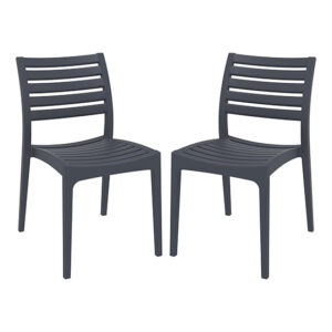 Albany Dark Grey Polypropylene Dining Chairs In Pair