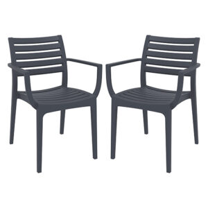 Alto Dark Grey Polypropylene Dining Chairs In Pair