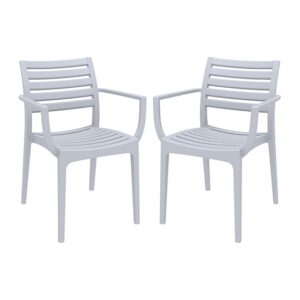 Alto Silver Grey Polypropylene Dining Chairs In Pair