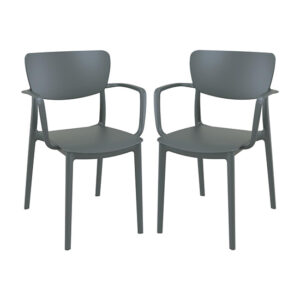 Lisa Dark Grey Polypropylene Dining Chairs In Pair
