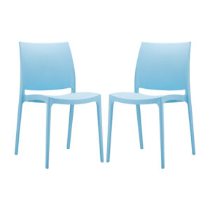 Mesa Light Blue Polypropylene Dining Chairs In Pair