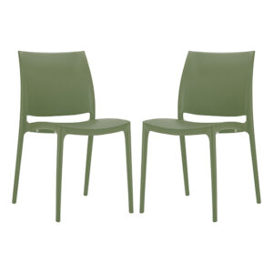 Mesa Olive Green Polypropylene Dining Chairs In Pair