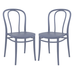 Victor Dark Grey Polypropylene Dining Chairs In Pair
