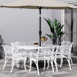 7Pcs Garden Dining Table and Chairs Set with Cushions