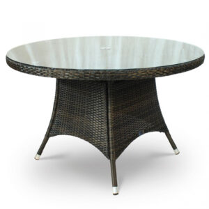 Arlo Outdoor Rattan Dining Table Round With Glass Top
