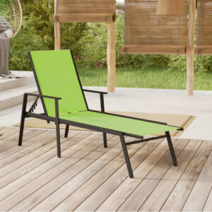 Marcel Steel Sun Lounger With Textilene Fabric Seat In Green