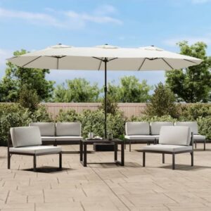 Fremont Double-Head Fabric Parasol In Sand White