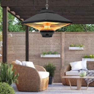 2KW Patio Hanging Heater Hexagonal Electric Ceiling Warmer Remote Control Light