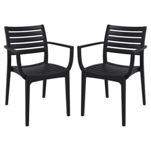 Alto Black Polypropylene Dining Chairs In Pair