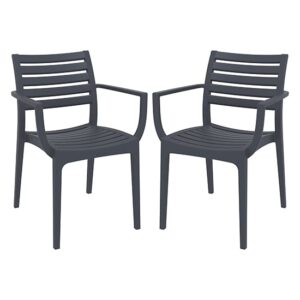Alto Dark Grey Polypropylene Dining Chairs In Pair