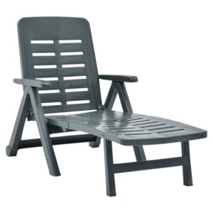 Derik Outdoor Folding Plastic Sun Lounger In Green