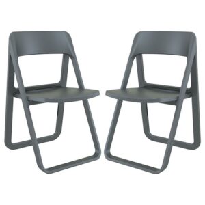 Durham Dark Grey Polypropylene Dining Chairs In Pair