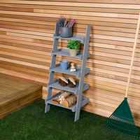 FSC® Certified Slim Wooden Ladder Planter - Grey