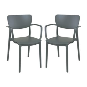 Lisa Dark Grey Polypropylene Dining Chairs In Pair