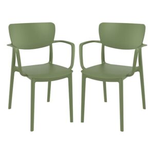 Lisa Olive Green Polypropylene Dining Chairs In Pair