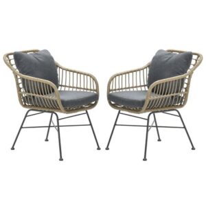 Macy Aluminum Frame Mystic Grey Fabric Dining Chairs In Pair