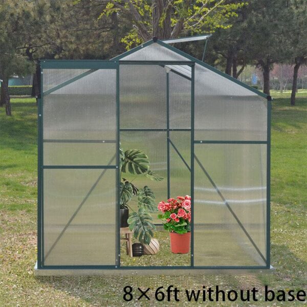 4×6 ft/ 6×6 ft/ 8×6 ft/ 10×6 ft Garden Greenhouse Green Framed with Vent