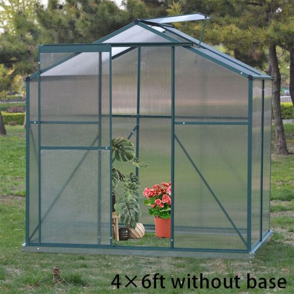 4×6 ft/ 6×6 ft/ 8×6 ft/ 10×6 ft Garden Greenhouse Green Framed with Vent