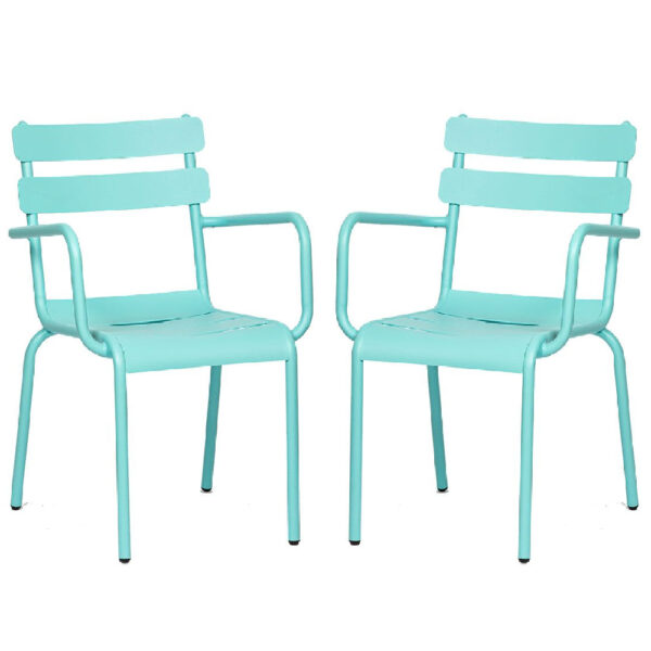 Amarillo Blue Aluminium Outdoor Arm Chairs In Pair