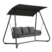 3 Seater Rope and Steel Garden Swing - Grey