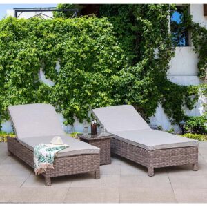 Aboba Grey Rattan Garden Sun Lounger In Pair