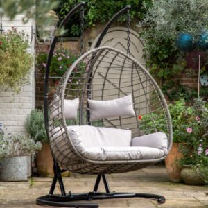 Araneda Outdoor Rattan 2 Seater Hanging Chair In Natural