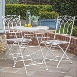 Bilbao Metal 2 Seater Bistro Set In Distressed White