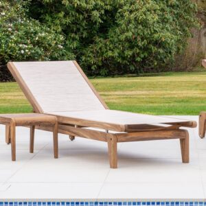 Bolivia Wooden Garden Adjustable Sun Lounger In Brown
