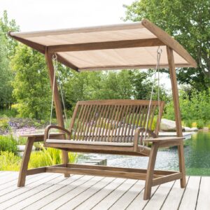Bolivia Wooden Garden Swing Seat In Brown
