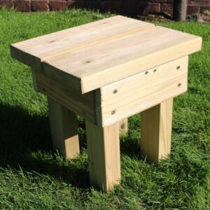 Cayce Wooden Square Garden Footstool In Natural