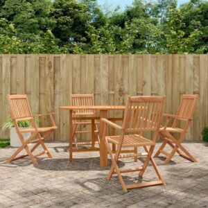 Cullowhee Wooden Outdoor Folding Dining Set In Brown