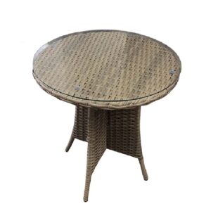 Derya Glass Top Garden Round Bistro Table In Natural