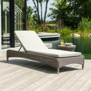 Haverhill Rattan Garden Adjustable Sun Lounger In Grey Dusk