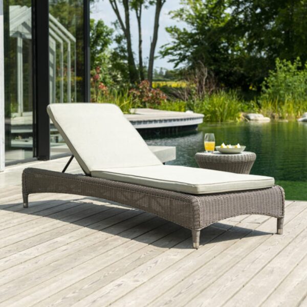 Haverhill Rattan Garden Adjustable Sun Lounger In Grey Dusk
