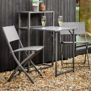 Katonah Outdoor Steel 2 Seater Balcony Set In Charcoal
