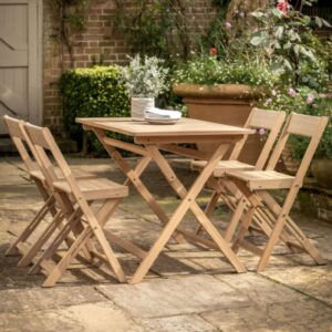 Lajatico Outdoor Wooden Folding Dining Set In Natural
