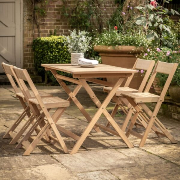 Lajatico Outdoor Wooden Folding Dining Set In Natural