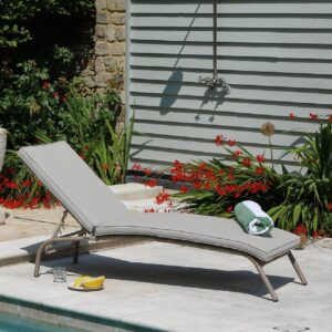 Marfa Rattan Garden Sun Lounger With Cushion In Sand