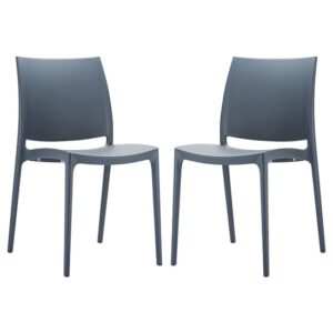 Mesa Dark Grey Polypropylene Dining Chairs In Pair