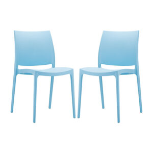 Mesa Light Blue Polypropylene Dining Chairs In Pair