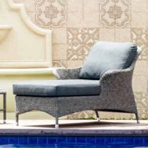 Monx Rattan Garden Sun Lounger In Grey
