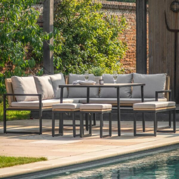 Norman Outdoor Wooden Corner Dining Set In Natural