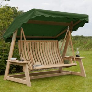 Robalt Wooden Garden Swing Seat In Green And Natural
