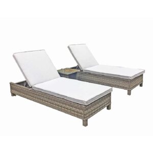 Sayer Rattan Garden Sun Lounger With Drinks Table In Grey